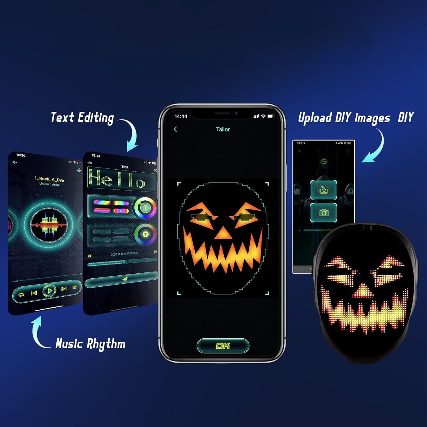 Bluetooth LED Mask with App Control